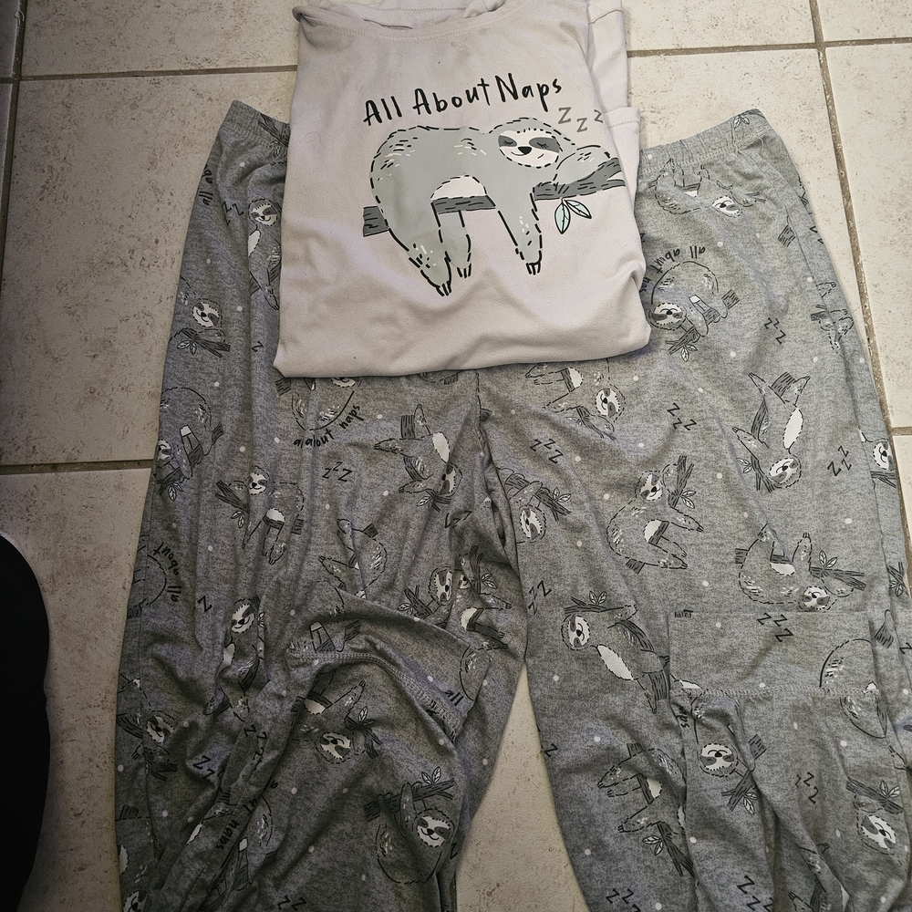 Gray Sloth Pajama Set